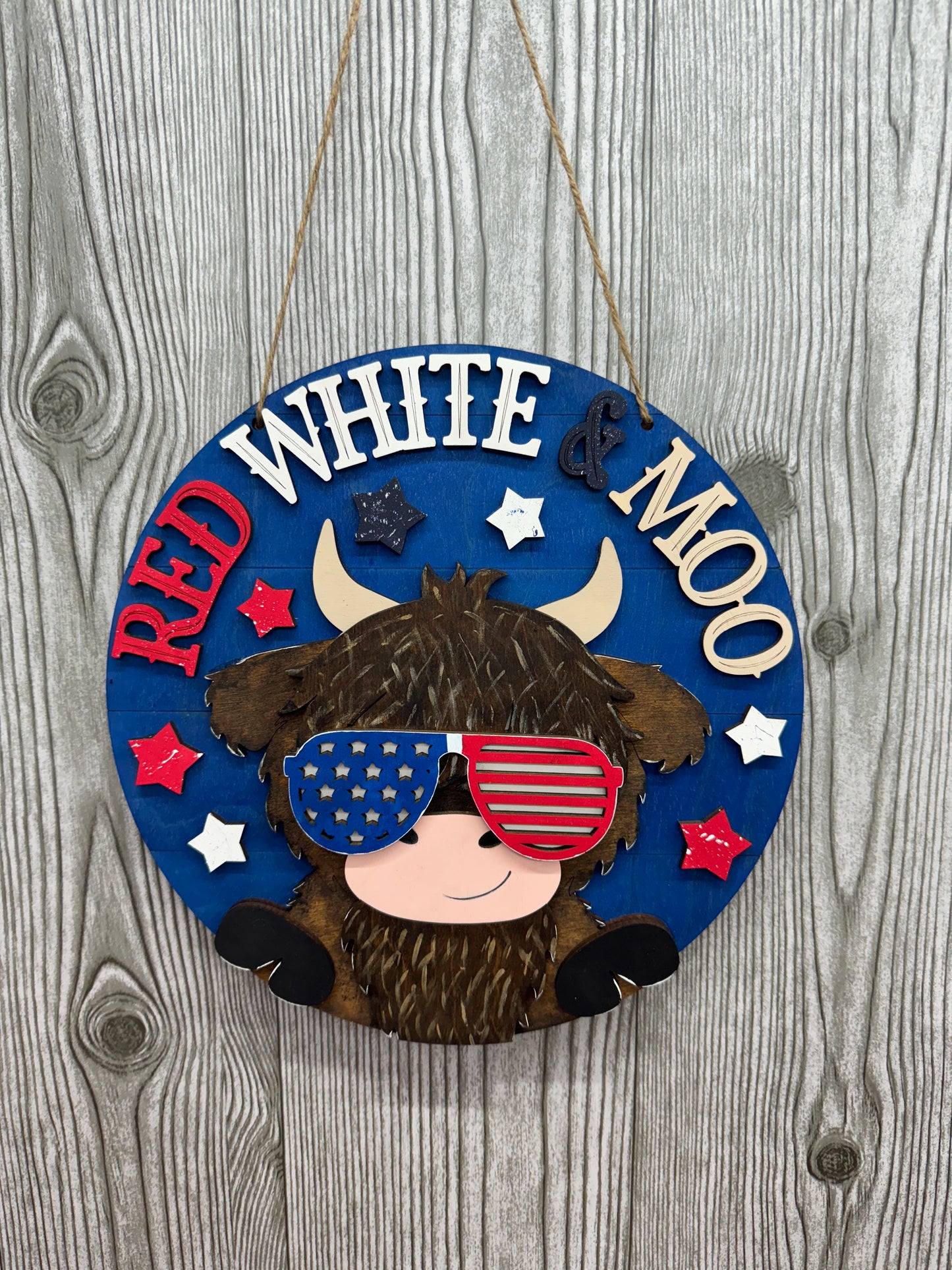 Red White & Moo Cow Door Hanger
