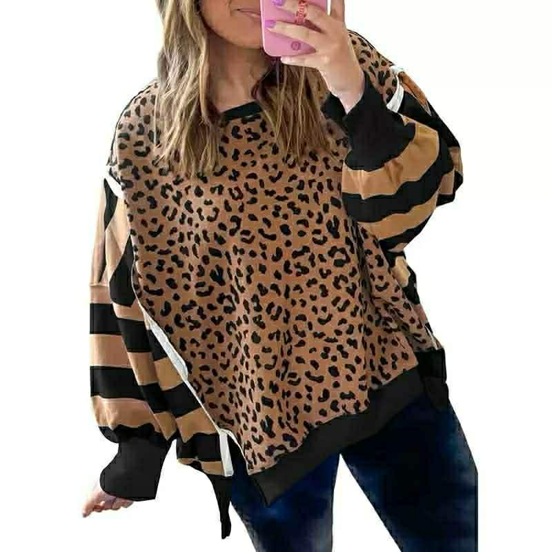 Cheetah stripe oversized long sleeve shirt