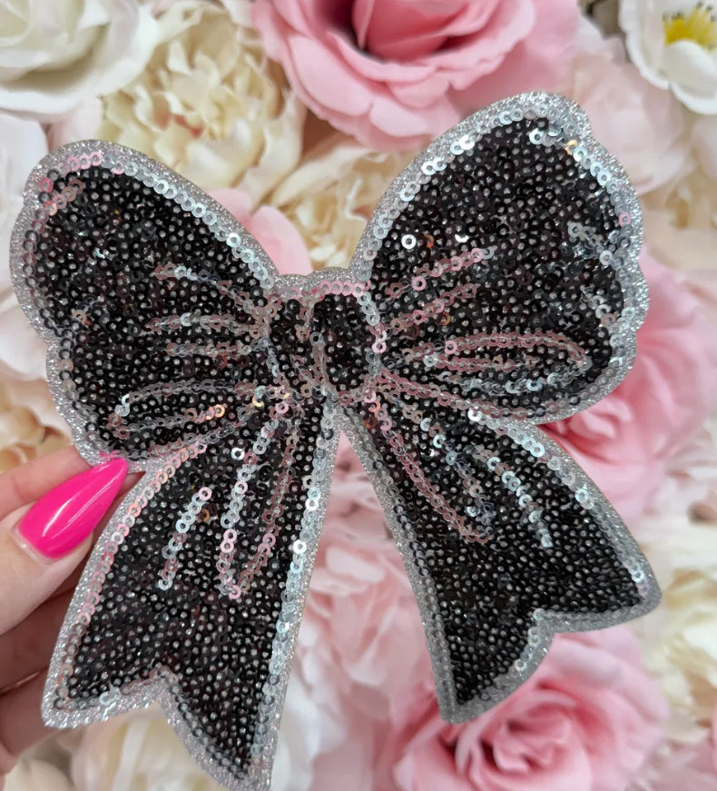 Add on sequin and glitter Side Bows (set of 2) for sweatshirt