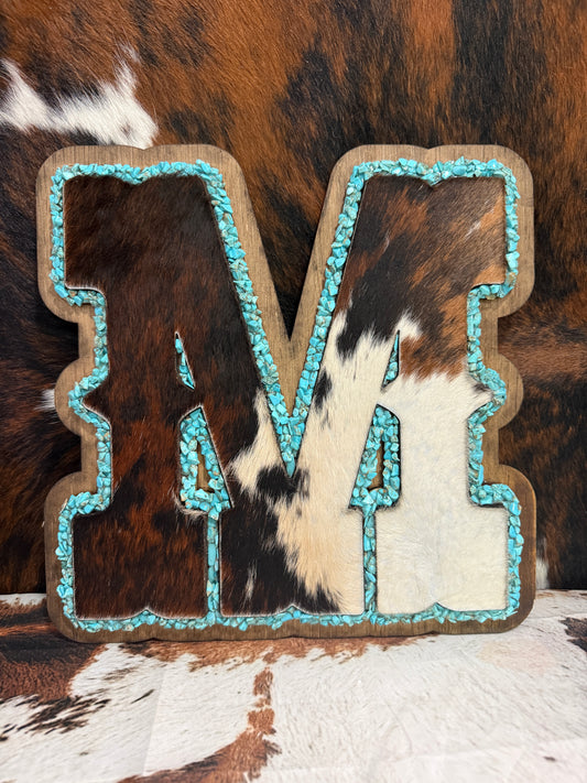 Cowhide letter decor