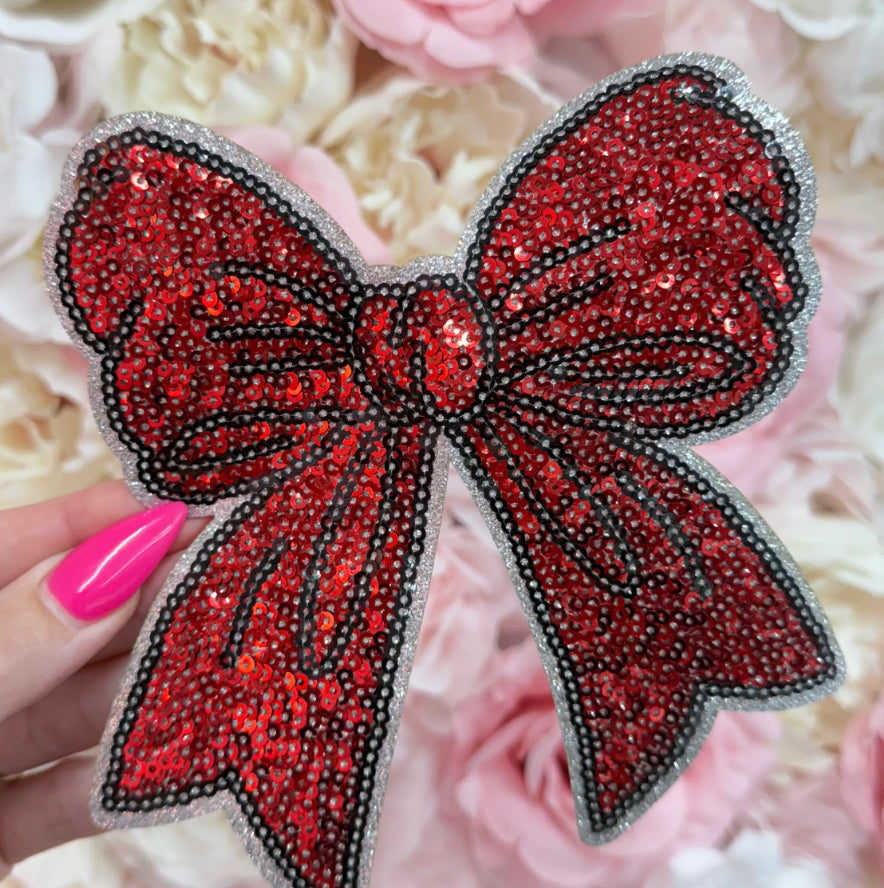 Add on sequin and glitter Side Bows (set of 2) for sweatshirt