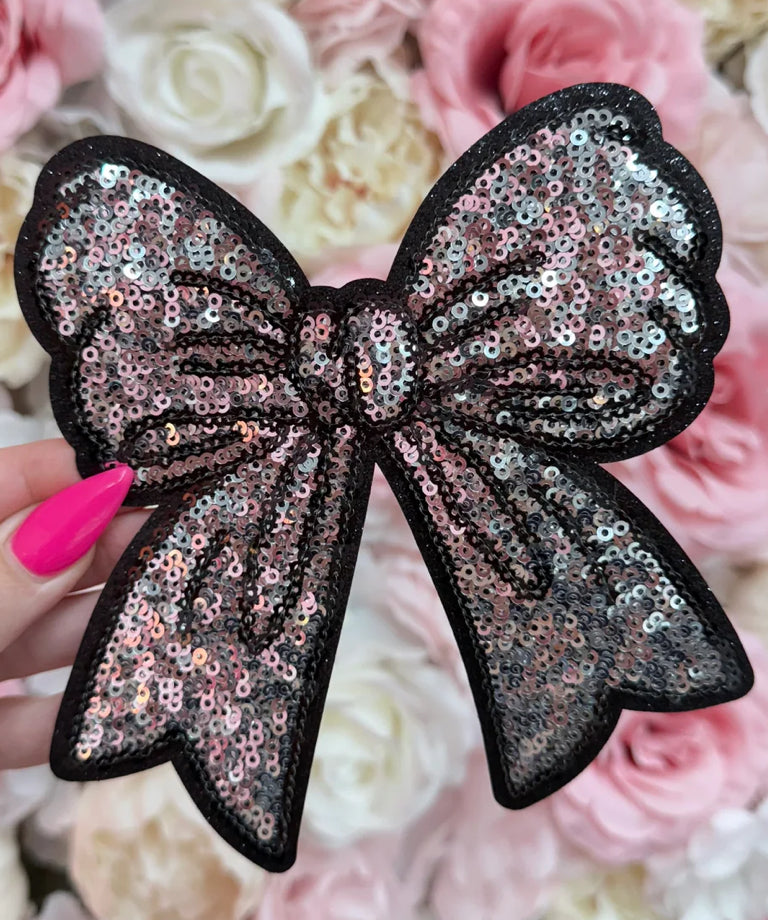 Add on sequin and glitter Side Bows (set of 2) for sweatshirt