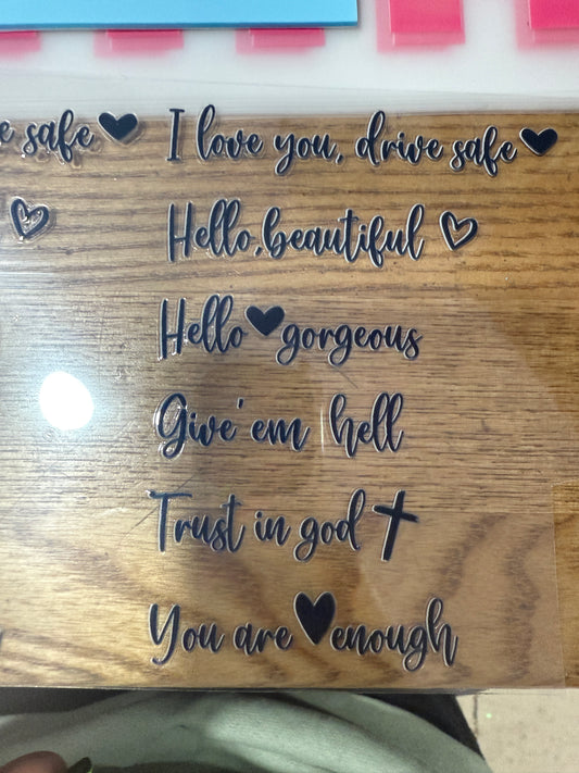 Rear view mirror affirmation decal